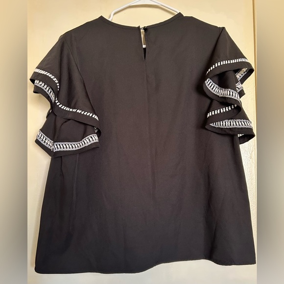 Black Ruffle Sleeve Top - Picture 2 of 4